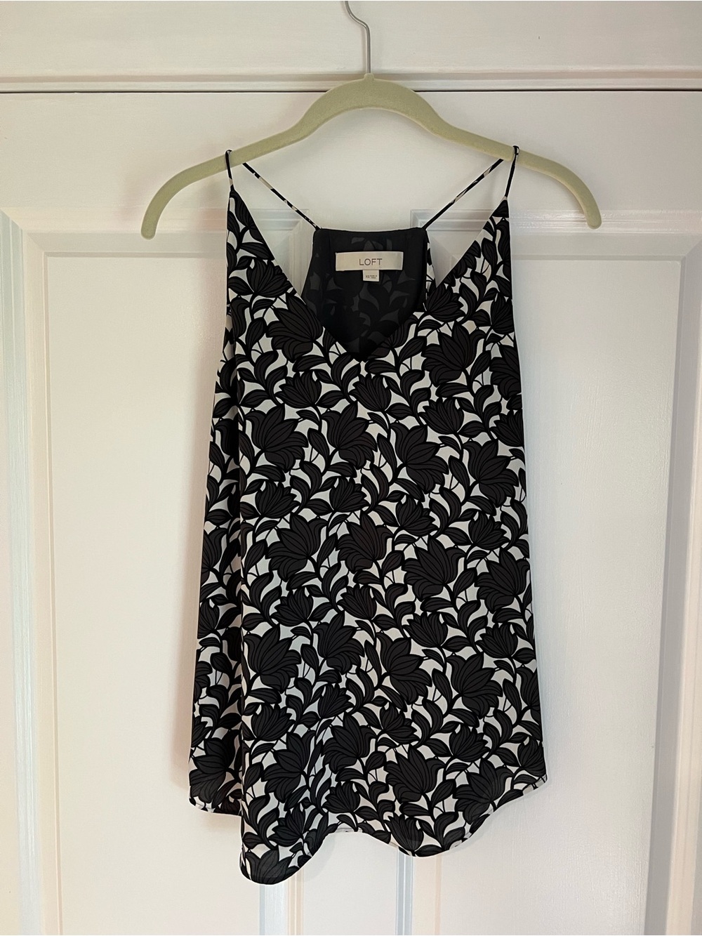 LOFT Black & White Floral V-Neck Camisole